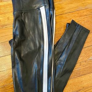 SPANX Faux Leather Leggings with Side Stripe